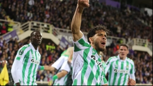 Los jugadores del Real Betis celebran un gol
